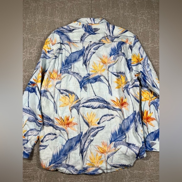 Tommy Bahama 100% Linen Button Down Floral Beachy Vacation Long Sleeve Mens XL - Picture 4 of 6